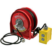 Reelcraft L 3030 123 7Q Compact Steel Power Cord Reel, 20A, 12/3, 30' Cord w/ Quad Box