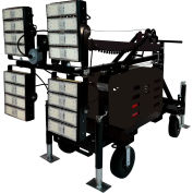 Lind Equipment LE980LED-T4-B Portable Light Tower, 4-200W, 4-30000 Lumens, 20' Lay-Flat Mast, Black