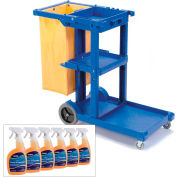 Global Industrial™ Janitor Cart Blue avec étui nettoyant pour agrumes Degreaser