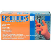 Ammex® GWON Gloveworks Industrial Grade Texturé Nitrile Gloves, Powder-Free, Orng, S, 100/Box