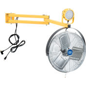 Global Industrial LED Dock Light w/ 60" Arm, 20W, 1800 Lumens, 5000K, 18" 3-Speed Fan