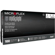 Ansell MidKnight® MK-296 Nitrile Powder Free Disposable Gloves, 4.7 Mil, Black, S, 100/Box