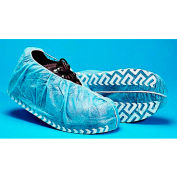 Housses de chaussures antidérapant en polypropylène, bleu avec bande de roulement blanche, LG, 50 / Sac
