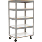 Global Industrial™ Boltless Shelf Truck w / 5 Shelves & Poly Casters, 48 « L x 24 » L x 65 « H, gris