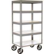 Global Industrial™ Boltless Shelf Truck w / 5 étagères et roulettes en caoutchouc, 48 « L x 24 » L x 68 « H, gris