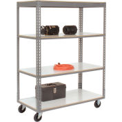 Global Industrial™ Boltless Shelf Truck w / 4 Shelves & Poly Casters, 48 « L x 24 » L x 65 « H, gris