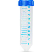 Globe Scientific Centrifuge Tube, 50mL, Attached Blue Flat Top Screw Cap, 500/Ca