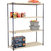 Nexel®, Nexelite®, 4 Tier, Vented Plastic Mat Shelving Unit, 60"W x 18"D x 74"H