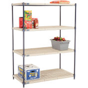 Nexel®, Nexelite®, 4 Tier, Vented Plastic Mat Shelving Unit, 48"W x 24"D x 63"H