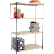Nexel®, Nexelite®, 4 Tier, Vented Plastic Mat Shelving Unit, 48"W x 21"D x 74"H