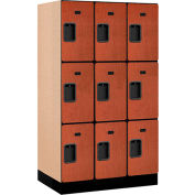 Salsbury Designer Wood Locker 33351 - Triple Tier 3 Wide 12"W x 21"D x 20"H Cherry