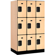 Salsbury Designer Wood Locker 33351 - Triple Tier 3 Wide 12"W x 21"D x 20"H Maple