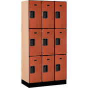 Salsbury Designer Wood Locker 33368 - Triple Tier 3 Wide 12"W x 18"D x 24"H Cherry