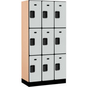 Salsbury Designer Wood Locker 33368 - Triple Tier 3 Wide 12"W x 18"D x 24"H Gray