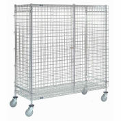 Wire Security Truck, Chrome, 18"W x 36"L x 69"H, Polyuréthane, 4 Roulettes pivotantes