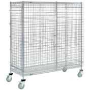 Nexel® Poly-Z-Brite Wire Security Truck w/4 Swivel & 2 Brake Casters, 60"L x 24"W x 69"H