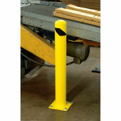 Global Industrial Floor Mount Round Safety Bollard, Yellow, 36"H