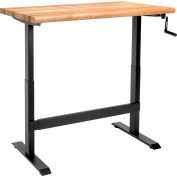 Global Industrial Hand-Crank Adjustable Height Workbench, Maple Safety Edge, 48"W x 30"D