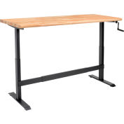 Global Industrial™ Hand-Crank Adjustable Height Workbench, Maple Safety Edge, 72"W x 30"D