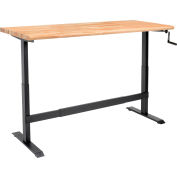Global Industrial Hand-Crank Adjustable Height Workbench, Maple Safety Edge, 72"W x 30"D