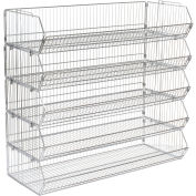 Global Industrial™ Modular Wire Stacking Bin Basket Rack, 48"W x 20"D x 45"H, 5 Wire Bins