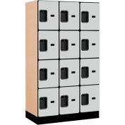 Salsbury Designer Wood Locker 34358 - Four Tier 3 Wide 12"W x 18"D x 15"H Gray