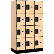Salsbury Designer Wood Locker 34358 - Four Tier 3 Wide 12"W x 18"D x 15"H Maple