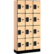 Salsbury Designer Wood Locker 34365 - Four Tier 3 Wide 12"W x 15"D x 18"H Maple