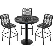 Global Industrial™ Bar Height Outdoor Dining Set, 36 « Round x 42 » H Table & 4 Chaises, Noir