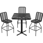 Global Industrial™ Bar Height Outdoor Dining Set, 36 « Square x 42 » H Table & 4 Chaises, Noir