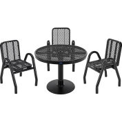 ™ Global Industrial Outdoor Dining Set, table ronde de 36 po x 36 po H et 4 chaises, noir