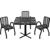 Global Industrial™ Outdoor Dining Set, 36 » Square x 29 » H Table & 4 Chaises, Noir