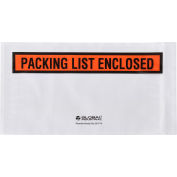 Global Industrial Panel Face Envelopes, "Packing List Enclosed", 5-1/2"Wx10"L, Orange, 1000/Pk