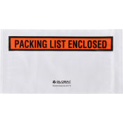 Global Industrial™ Panel Face Envelopes, « Packing List Enclosed », 5-1/2"Lx10"L, Orange, 1000/Pk