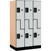 Salsbury Designer Wood Locker 37351 - Z-Style 3 Wide 12"W x 21"D x 60"H Gray