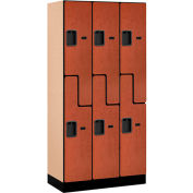 Salsbury Designer Wood Locker 37368 - Z-Style 3 Wide 12"W x 18"D x 72"H Cherry