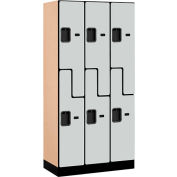 Salsbury Designer Wood Locker 37368 - Z-Style 3 Wide 12"W x 18"D x 72"H Gray