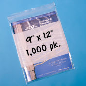 Sacs en poly refermables avec écriture sur l’étiquette, 9 « L x 12 « L, 2 Mil, Clair, 1000 / Paquet