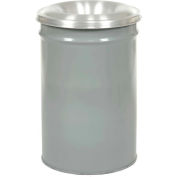 Justrite Cease-Fire® Steel Round Trash Can W/Funnel Lid, 12 Gallon, Gray