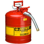 Bidon de sécurité de type II AccuFlow™ Justrite®, 5 gallons, acier, avec tuyau métallique de 1 po, 7250130