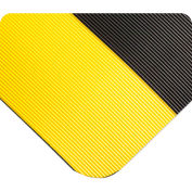 Wearwell® Corrugated SpongeCote Anti Fatigue Mat 1/2" Thick 3' x 60' Black/Yellow Border