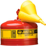 Justrite® sécurité pouvez taper Gallon I-2-1/2 en acier galvanisé avec entonnoir, rouge, 7125110