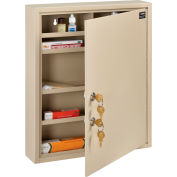 Global Industrial Medical Security Cabinet w/Double Key Locks, 14"Wx3-1/8"Dx17-1/8"H, Beige