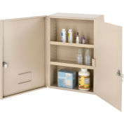 Global Industrial™ Medium Narcotics Cabinet, Double Door/Double Lock, 16"W x 8"D x 24"H, Beige