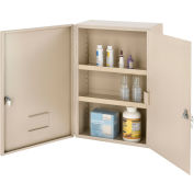 Global Industrial Medium Narcotics Cabinet, Double Door/Double Lock, 16"W x 8"D x 24"H, Beige