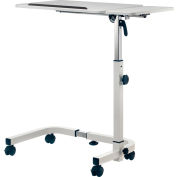 Global Industrial™ Tilting Adjustable Height Mobile Laptop Desk, 36 « W, Blanc
