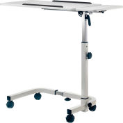 Global Industrial Tilting Adjustable Height Mobile Laptop Desk, 30"W, White