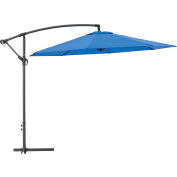 Parapluie cantilever industriel™ mondial avec manivelle, inclinaison et croisillon, tissu oléfine, 10'W, bleu