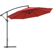 Global Industrial Cantilever Umbrella w/ Crank, Tilt & Cross Brace, Olefin Fabric, 10'W, Red