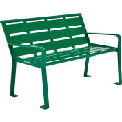 Global Industrial™ 4' Banc de parc à lattes horizontales en acier avec dos, vert